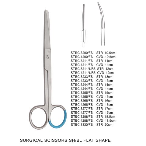 SURGICAL SCISSORS SH/BL FLAT SHAPE