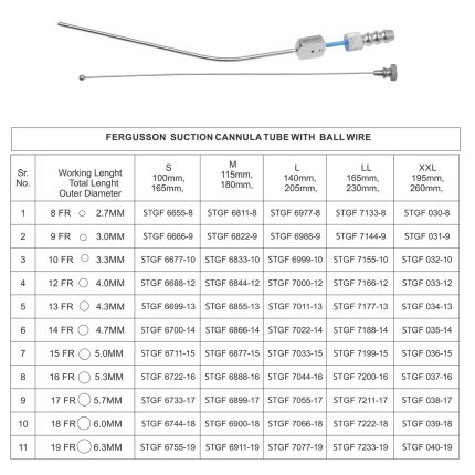 FERGUSSION SUCTION CANNULA TUBE WITH BALL WIRE