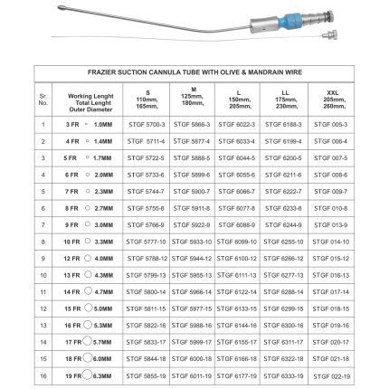 FRAZIER SUCTION CANNULA TUBE WITH OLIVE & MANDRAIN WIRE