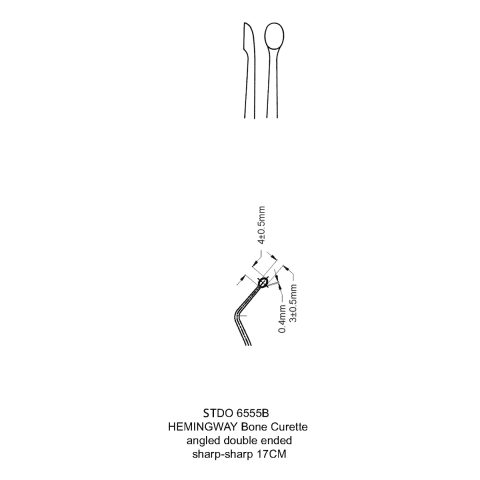 HEMINGWAY BONE CURETTE ANGLED DOUBLE ENDED