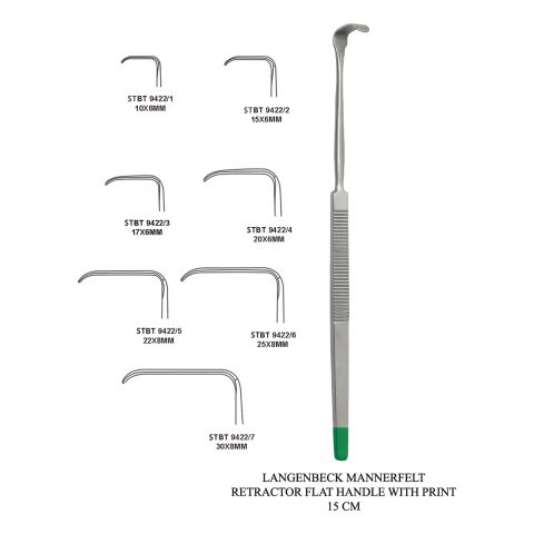 LANGENBECK MANNERFELT RETRACTOR FLAT HANDLE WITH PRINT