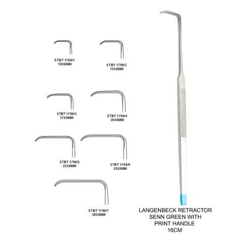 LANGENBECK RETRACTOR SENN GREEN WITH PRINT HANDLE