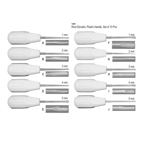 Root Elevator, Plastic Handle, Set of 10 Pcs